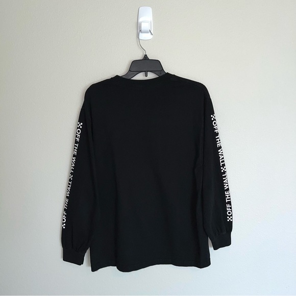 Vans Off the Wall Checkered Long Sleeve Black Crew Neck T-Shirt Size Medium - Picture 6 of 13
